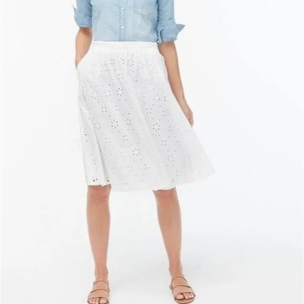 J.Crew Re-imagined Skirt Cotton Eyelet Elastic Waist Pockets Lined XXL